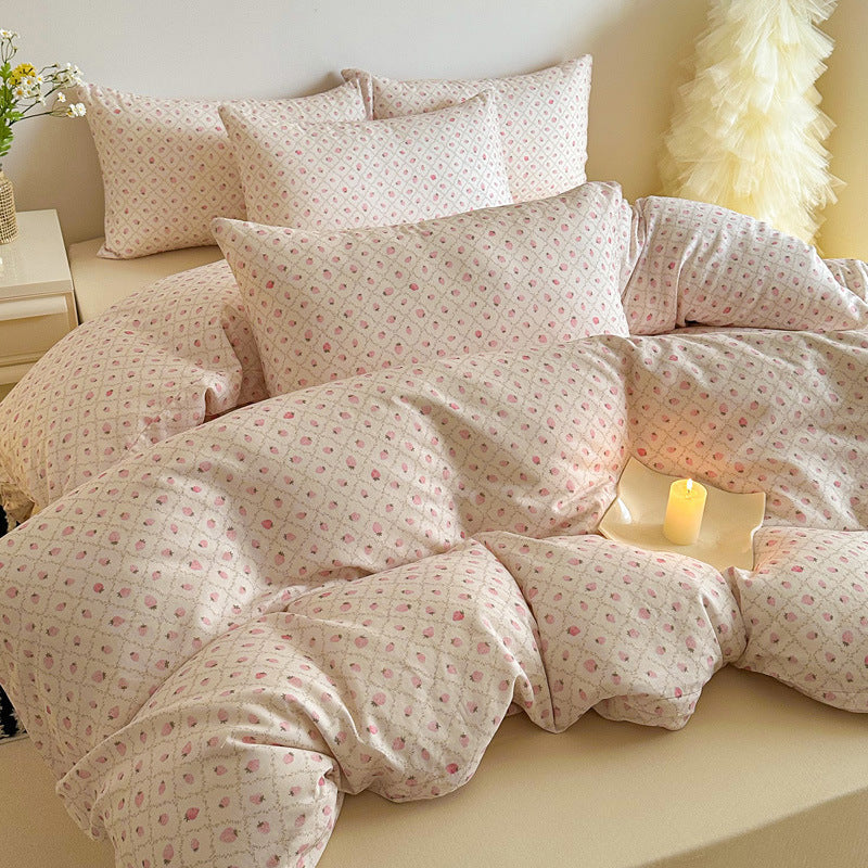 Plaid Cotton Sateen Duvet Cover and Pillowcase Bedding Set