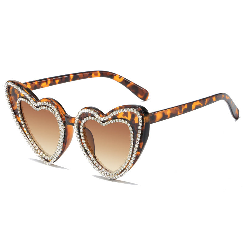 Women's Heart-Shaped Sunglasses with Glitter Accents Stornfield