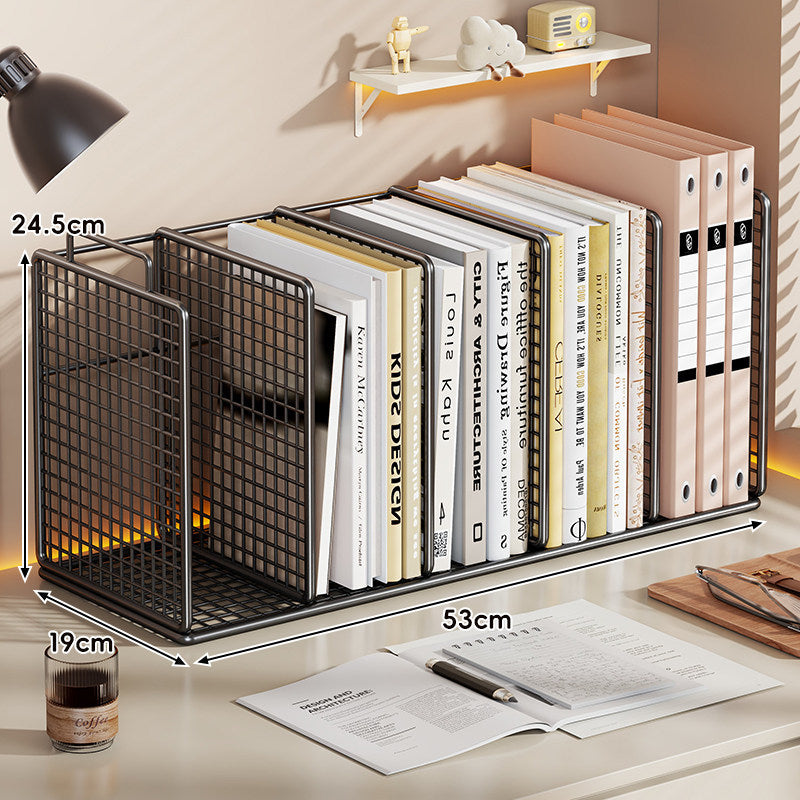 Desktop Metal Mesh Multi-Section Book and File Organizer Shelf