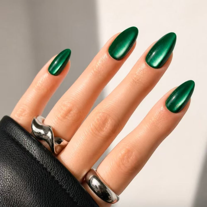 Premium Glossy Almond-Shaped Nail Enhancements