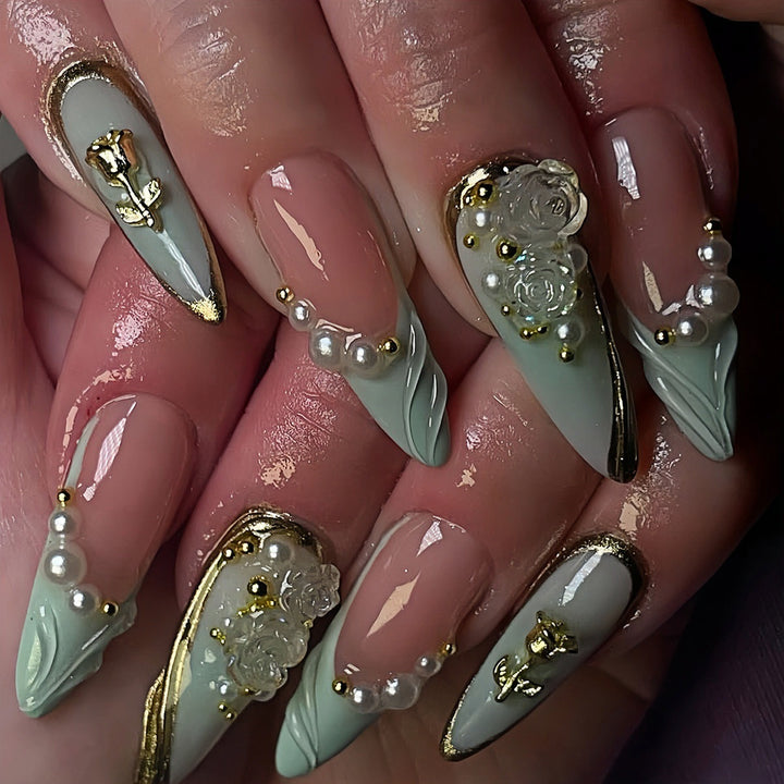Decorative Stiletto Press-On Nail Art Extensions Stornfield