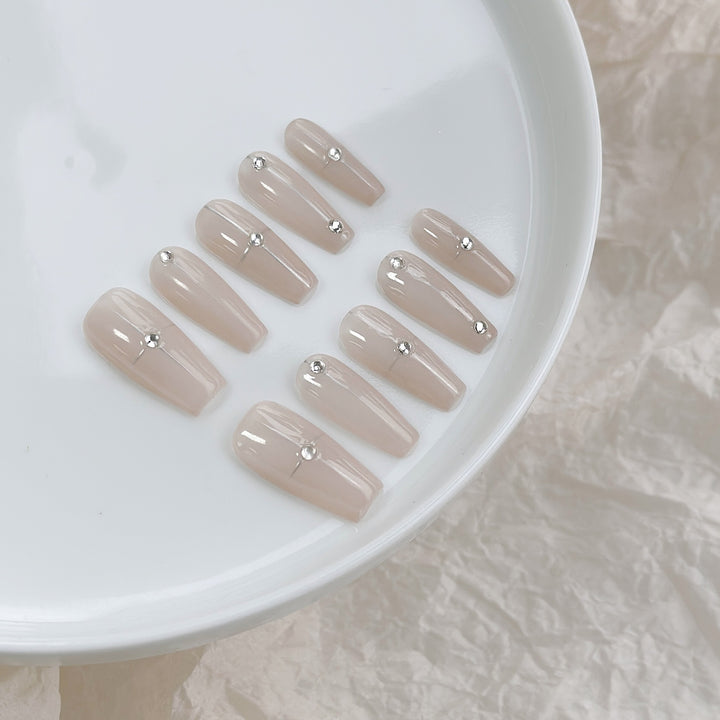 Decorative Stiletto Press-On Nail Set with Crystal Accents