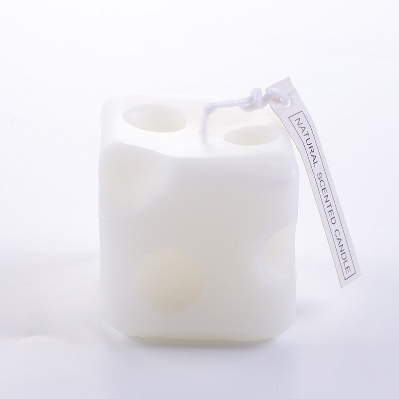 Hand-Poured Scented Cube Candle with Hollow Dimple Texture and Cotton Wick