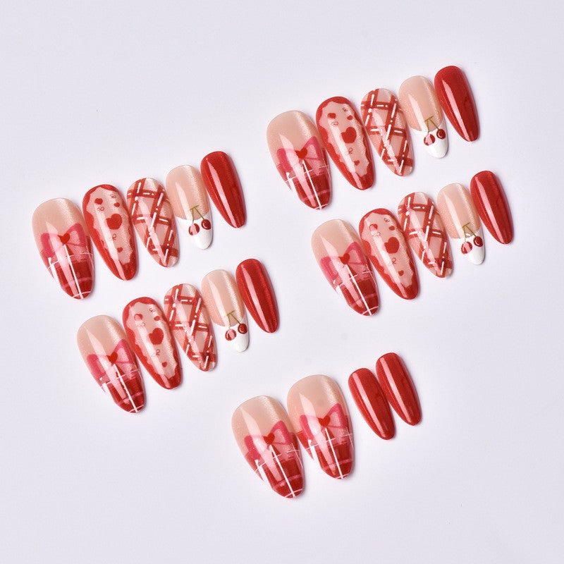Artificial nail set with playful heart and cherry motifs Stornfield
