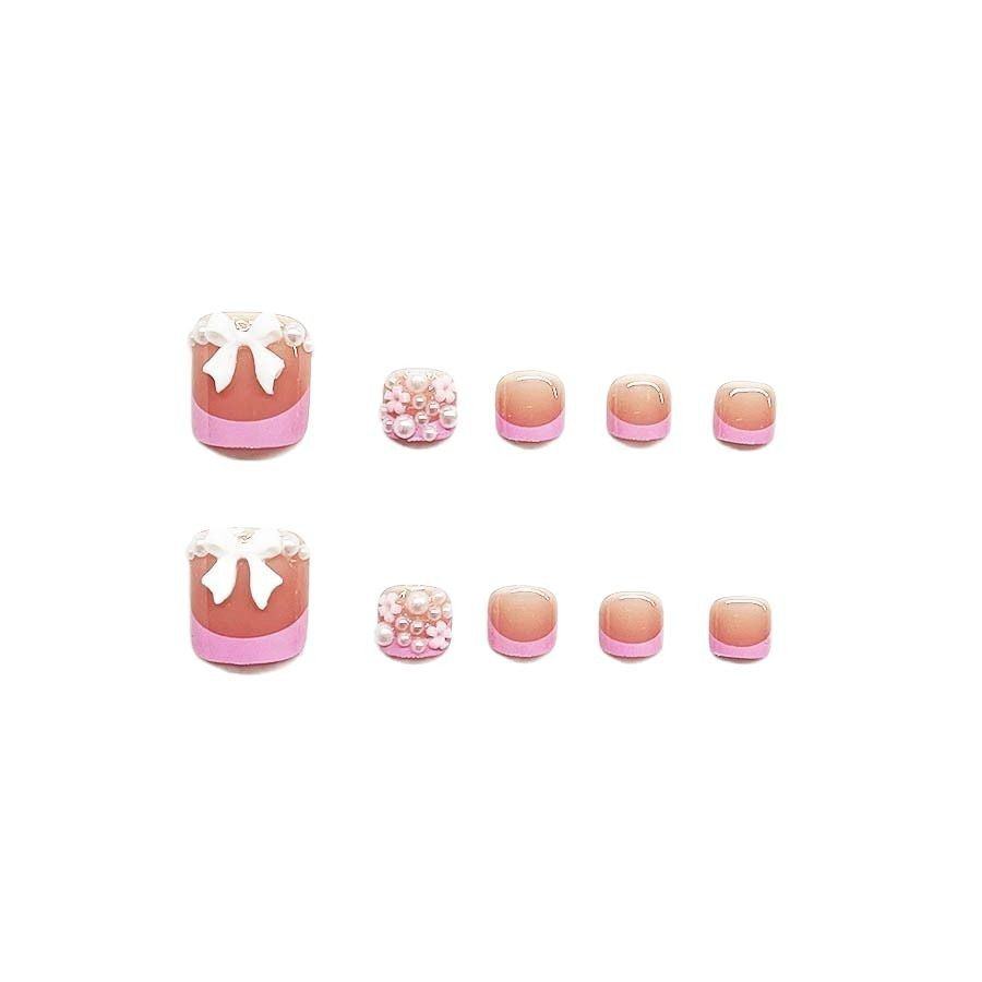 Decorative Press-On Nail Art Set with Floral and Bow Accents Stornfield