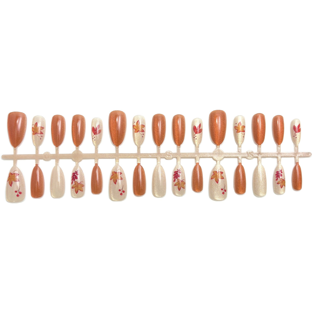 Autumn-Inspired Press-On Nail Art Set
