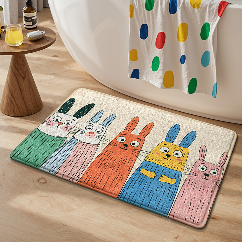 Cute Bunny-Themed Bath Mat