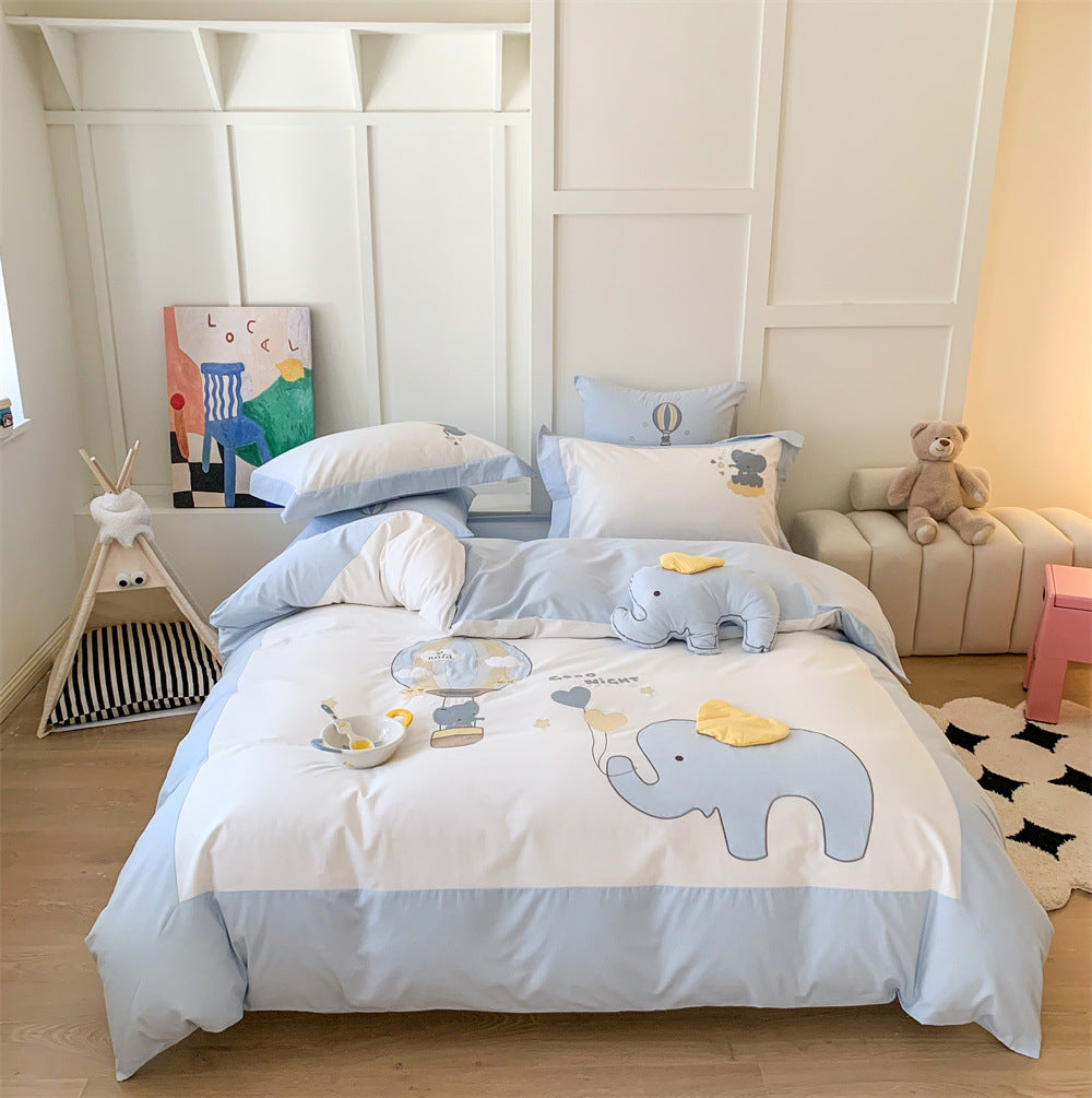 Children's Travel-Themed Cotton Percale Duvet Cover Bedding Set
