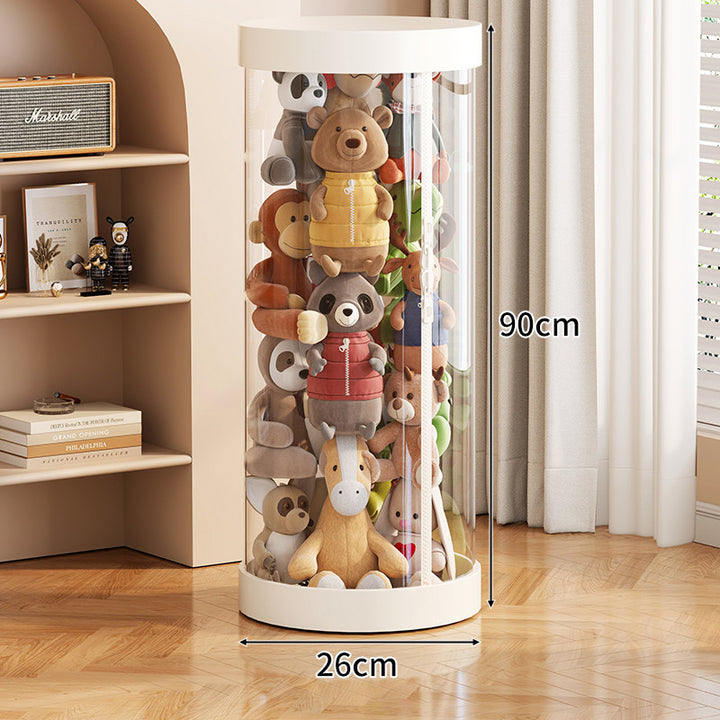 Tall Transparent Cylindrical Plush Toy Display & Storage Tower
