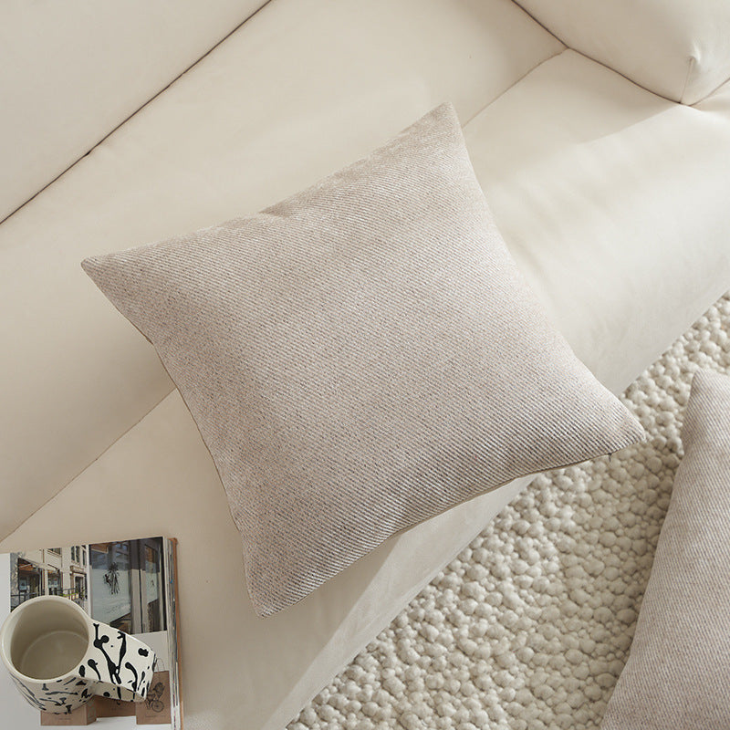 Square decorative cushion made of textured cotton blend with concealed zipper