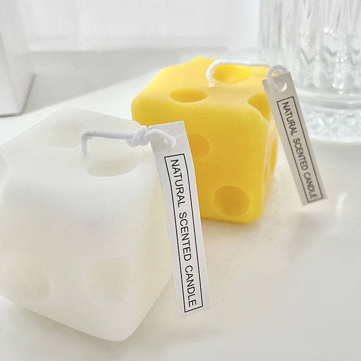 Hand-Poured Scented Cube Candle with Hollow Dimple Texture and Cotton Wick
