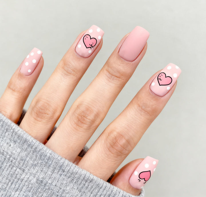 Heart-Embellished Gradient Nail Art Design Stornfield