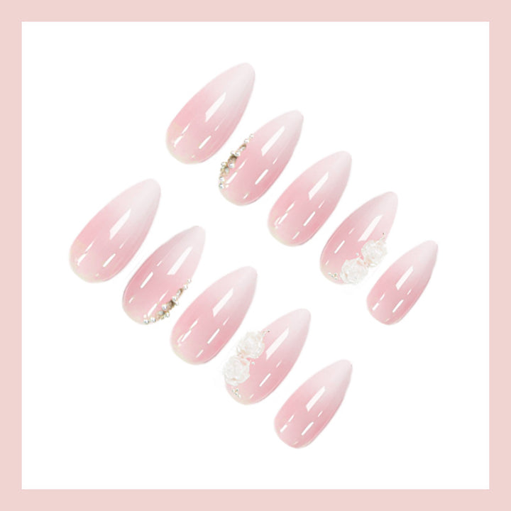 Acrylic nail set with elegant rose decorations Stornfield