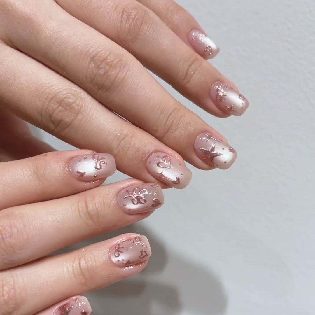 Decorative Press-On Nail Set with Artistic Patterns