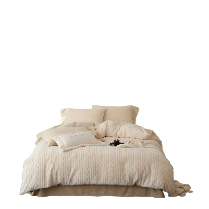 Cable-Knit Textured Duvet Cover and Pillow Shams Set