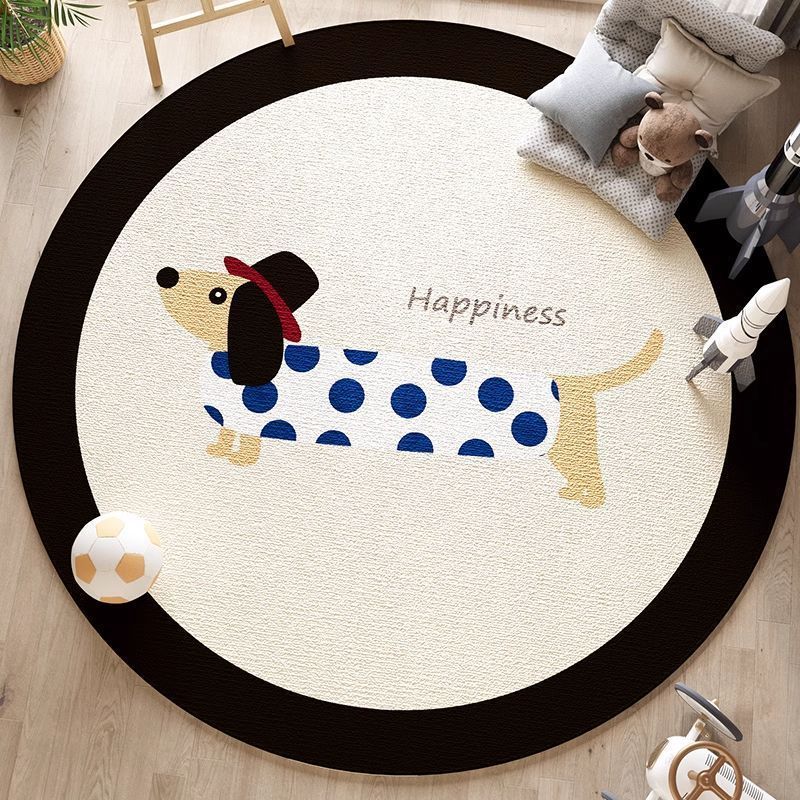 Artistic Dog Themed Round Area Rug