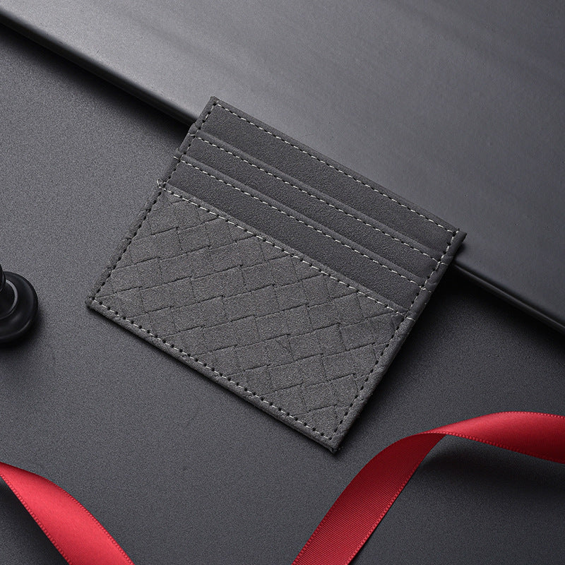 Textured Leather Card Holder Wallet