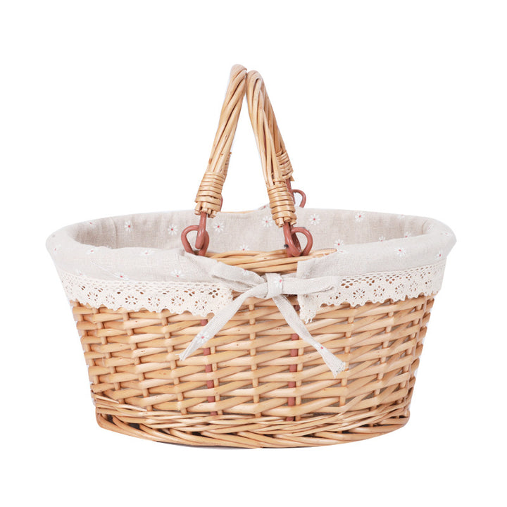 Ladies willow basket with removable fabric lining and practical carrying handle Stornfield