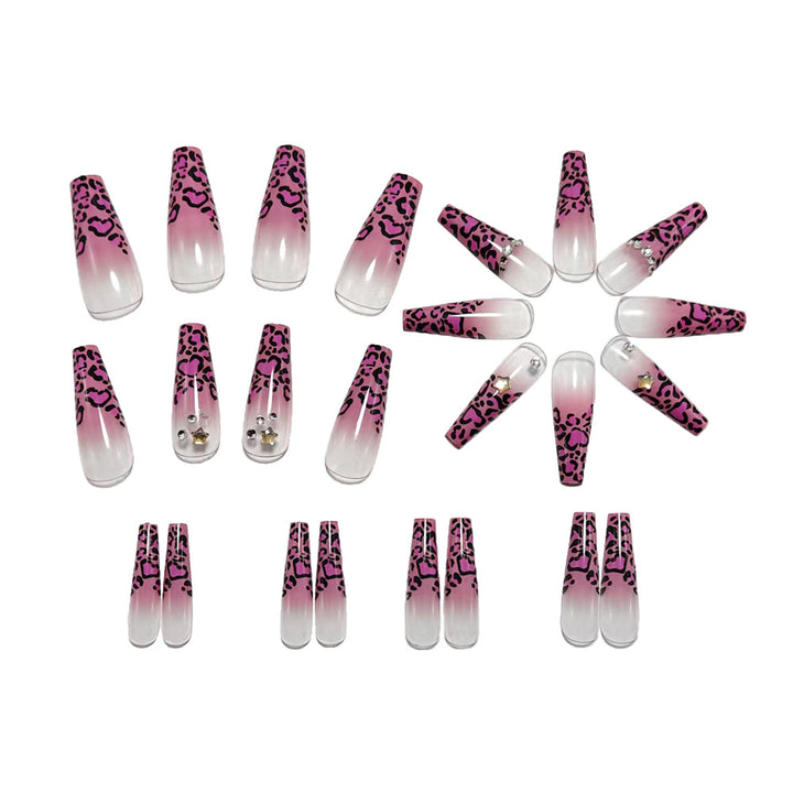 Artificial nails with leopard pattern and rhinestone details Stornfield