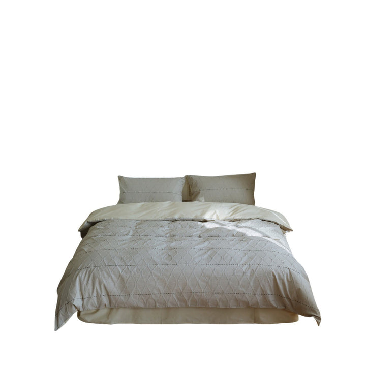 Premium Textured Cotton Duvet Cover Set with Quilted Diamond Stitch