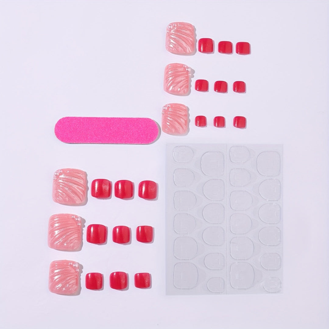 Nail art set with elegant shell designs and glitter accents Stornfield