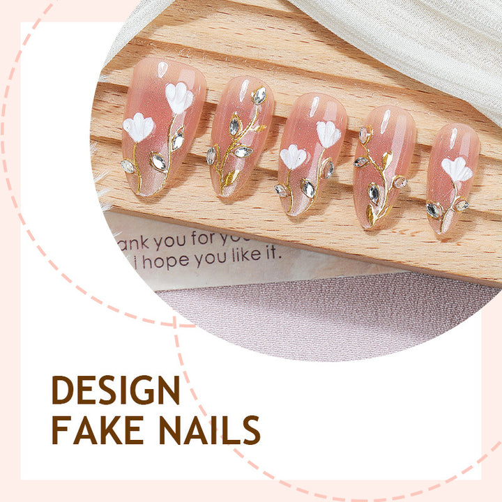 Art Nail Set with Elegant Floral Decorations Stornfield