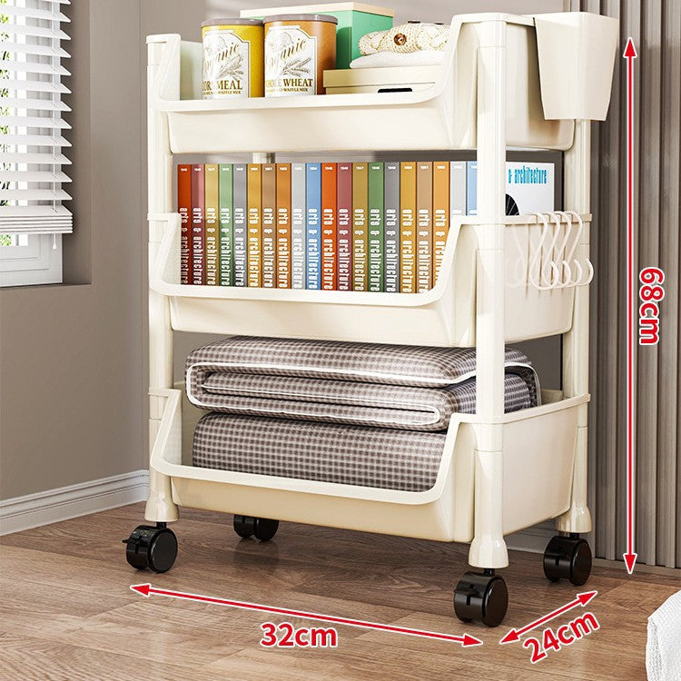 Compact Two-Tier Rolling Utility Cart with Deep Removable Plastic Bins