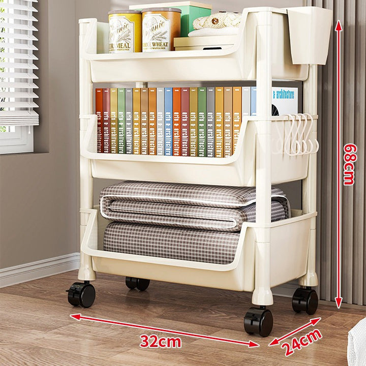 Compact Two-Tier Rolling Utility Cart with Deep Removable Plastic Bins