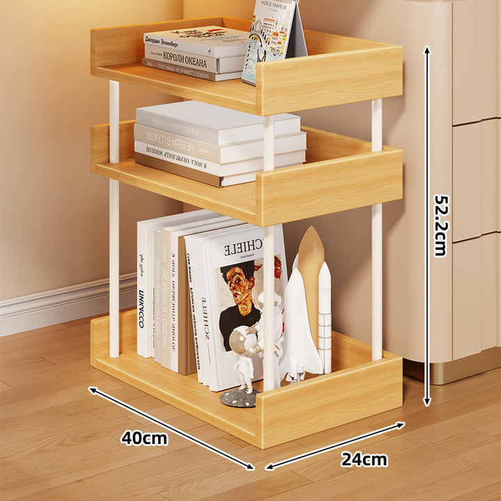 Stacked Mobile Rolling Storage Cart Bookshelf with Protective Raised Edges and Locking Casters