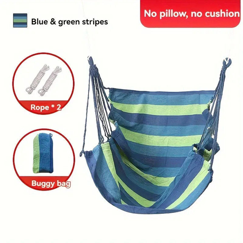 Hanging hammock chair with reinforced cotton canvas and integrated arm pockets Stornfield