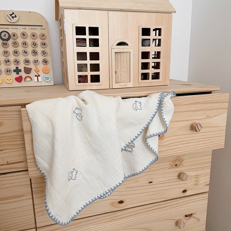 Unisex cuddly muslin blanket with cute animal design Stornfield