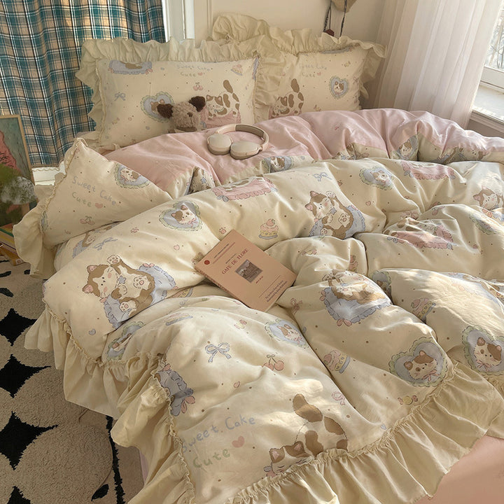 Playful Bunny-Themed Duvet Cover Set