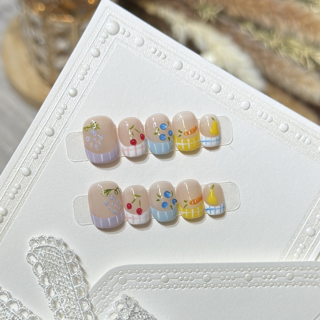 Artistic Fruit-Inspired Press-On Nail Set Stornfield