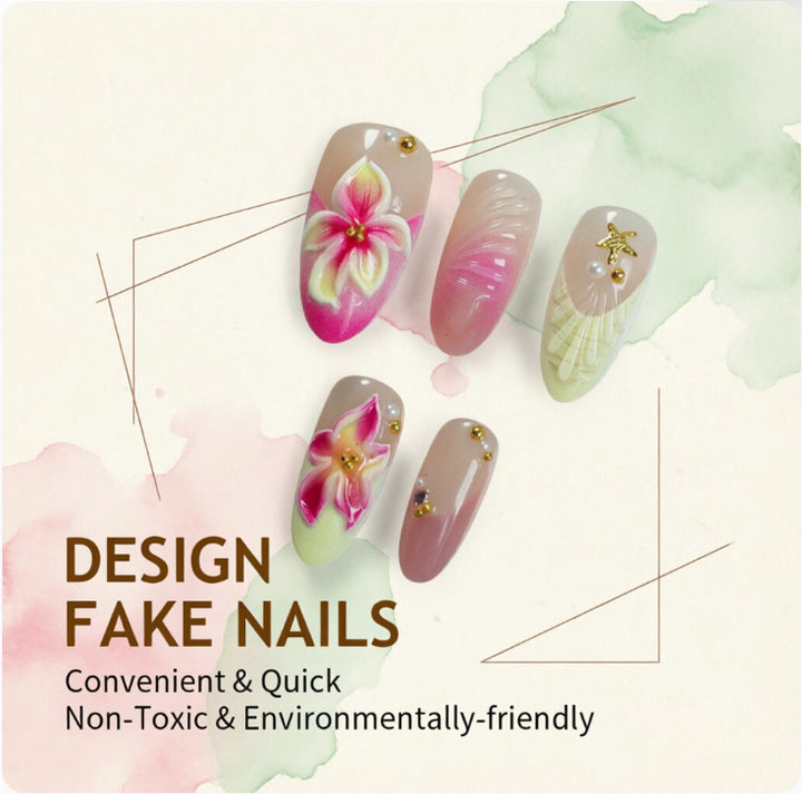 Artificial nails with floral 3D motifs Stornfield