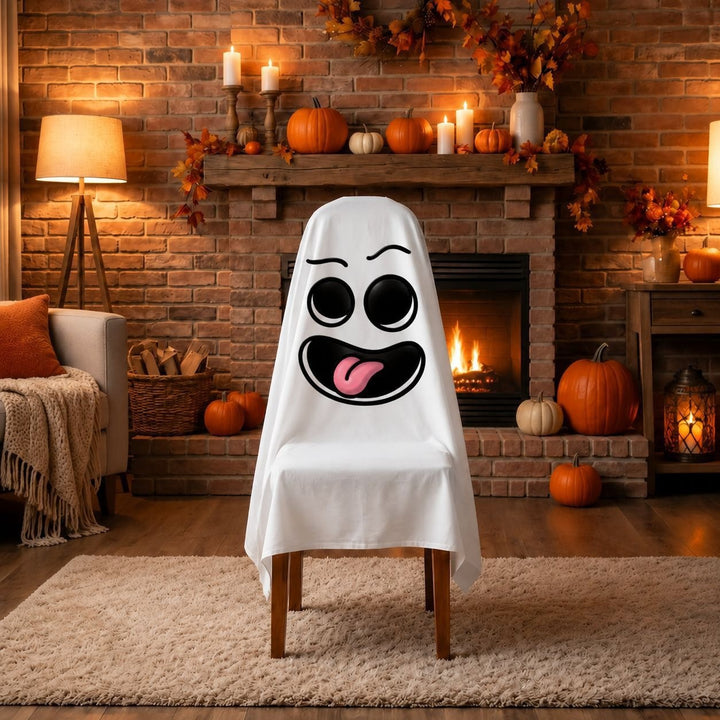 Ghost Throw Costume with Sewn-On Eyes and Bow Appliqué