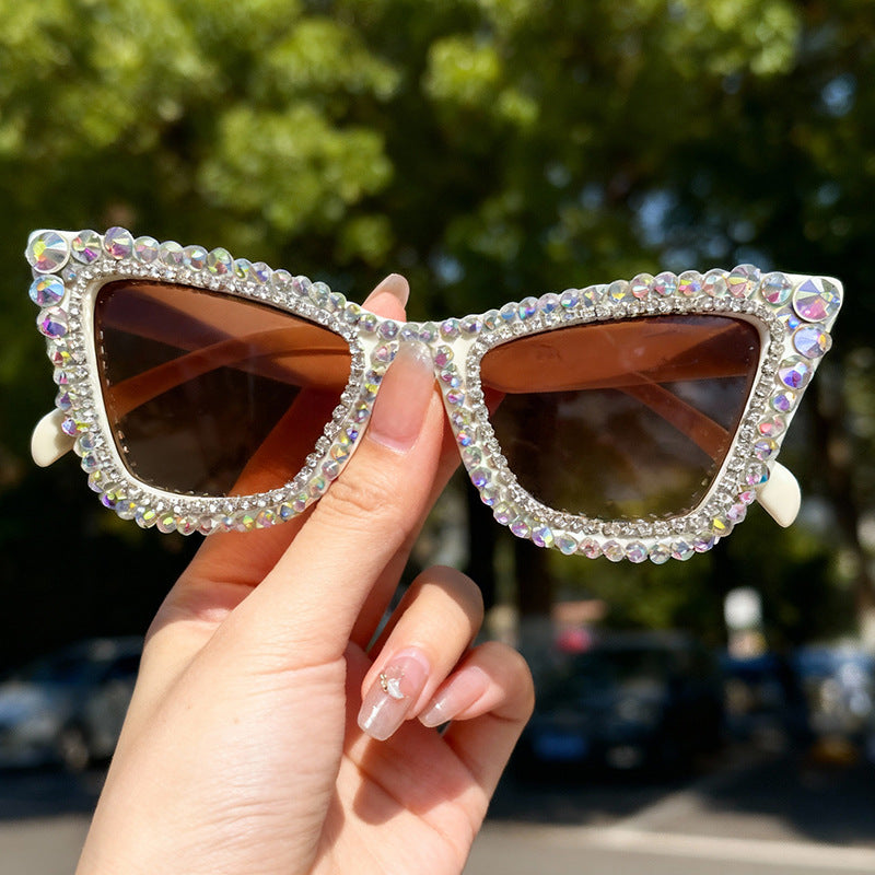 Rhinestone-Accented Cat-Eye Sunglasses Stornfield