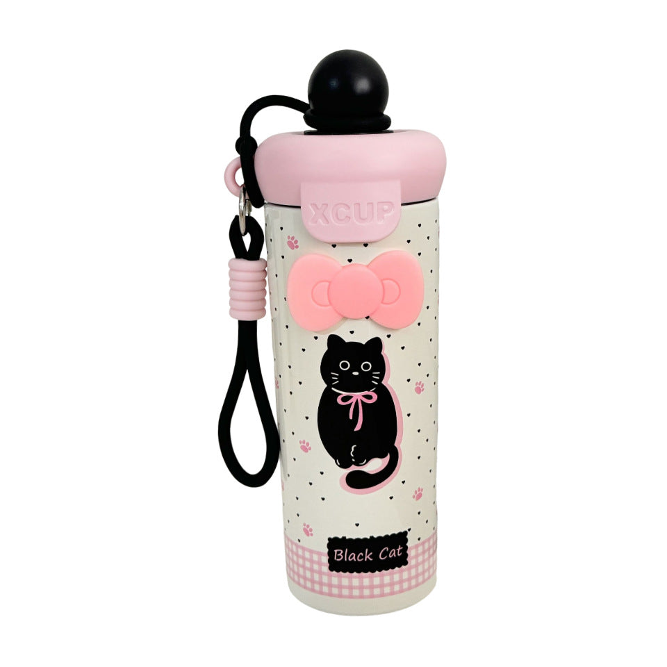 Women's water bottle with cute bunny design and integrated carabiner Stornfield