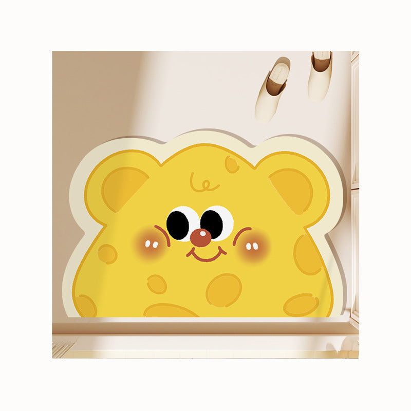 Cute Cartoon Cheese-Shaped Bath Mat