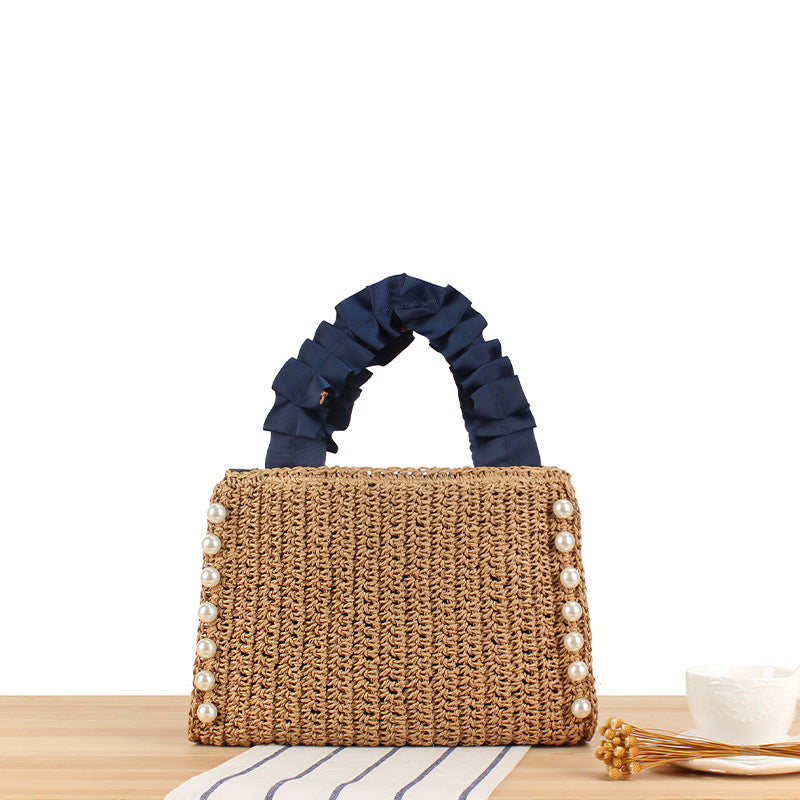 Handbag with High-Quality Pearl Embellishment and Fashionable Ruffled Handle Stornfield