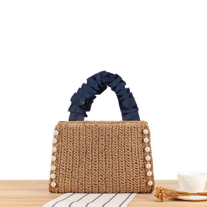 Elegant Handbag with Pearl Decoration and Ruffle Handle Stornfield