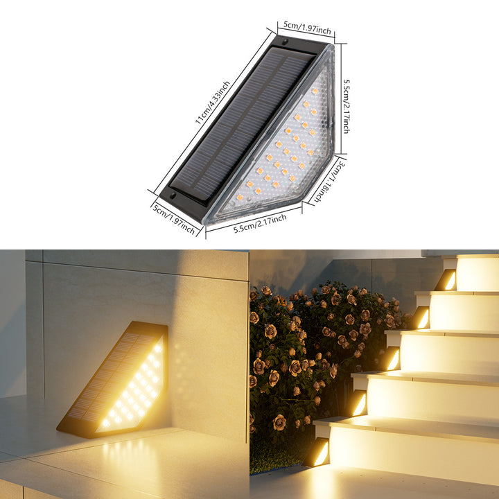 Triangular Solar LED Corner Step Light With High-Efficiency Photovoltaic Panel And Waterproof Housing Stornfield