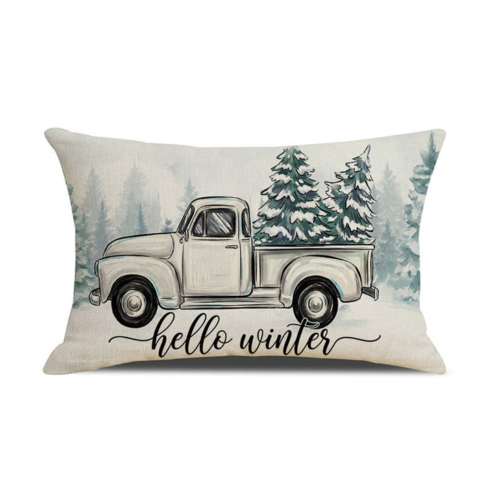 Decorative Rectangular Linen Cushion Cover with Nutcracker Ballet Christmas Print