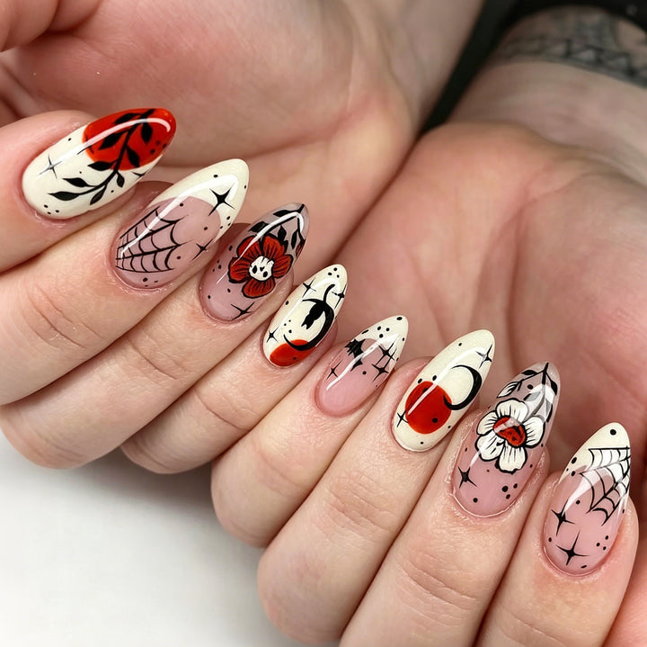 Artistic Gothic Floral Press-On Nail Art Set Stornfield