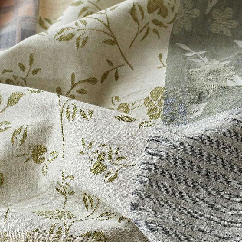 Reversible Cotton Sateen Duvet Cover Set with Patchwork Accent Pillowcases