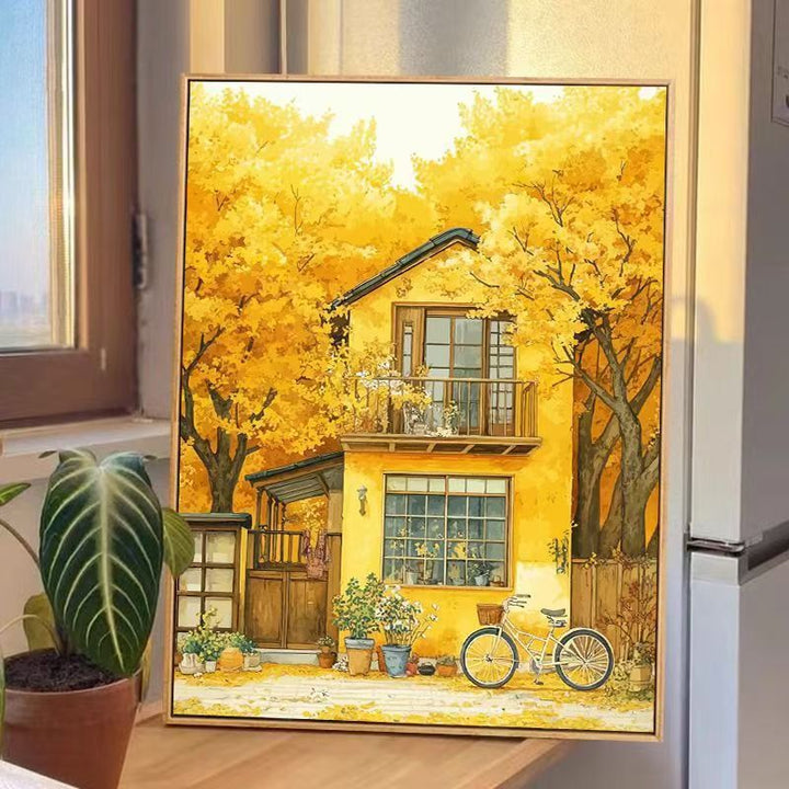 Autumn House Scene Canvas Wall Art Stornfield
