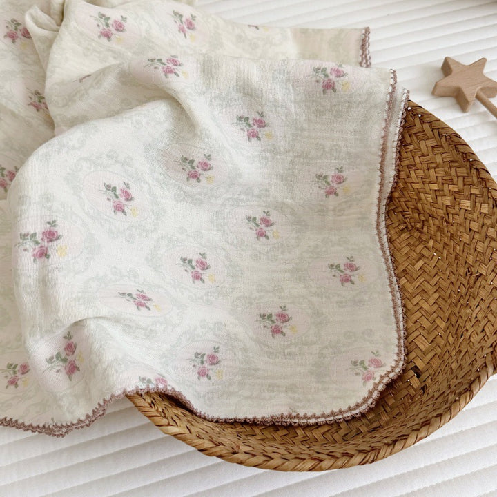 Women's Cozy Cotton Blanket with Floral Design Stornfield