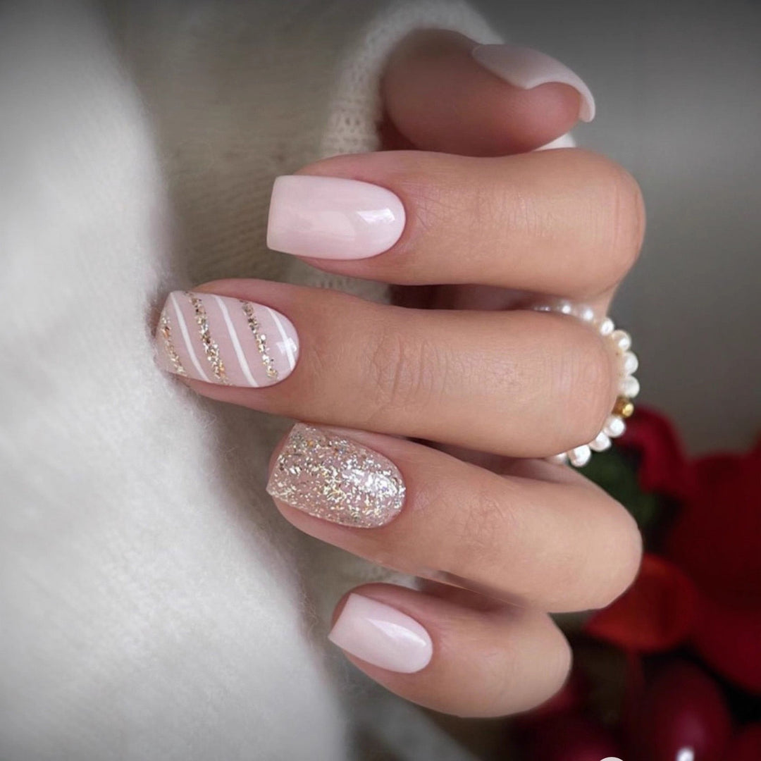 Glamorous artificial nails with glitter and ombre Stornfield