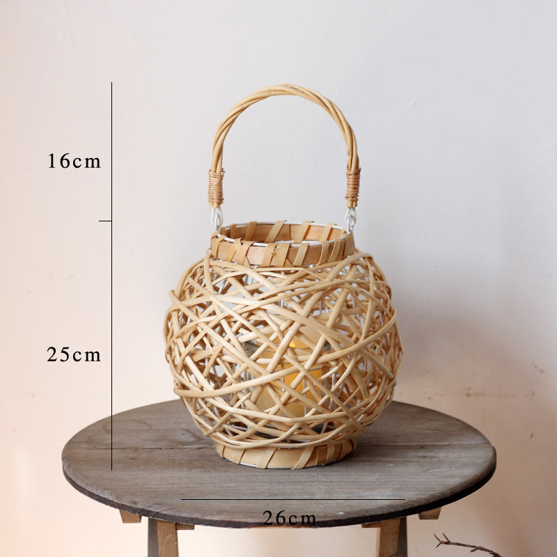 Decorative lantern made of woven natural material Stornfield