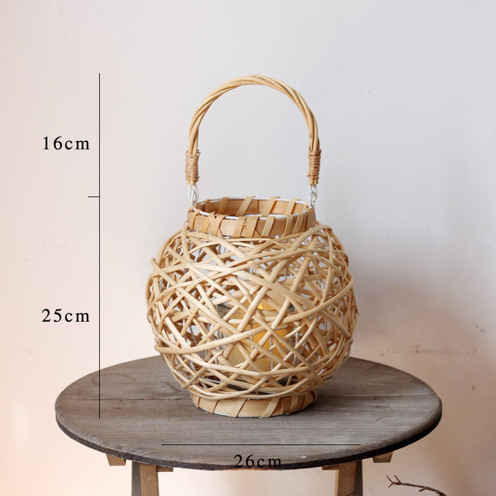 Decorative lantern made of woven natural material Stornfield