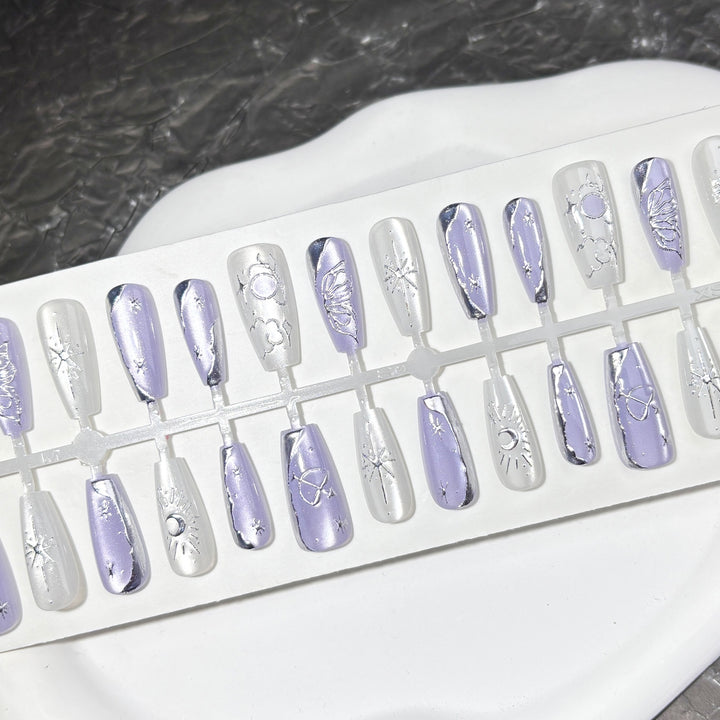 Celestial-Themed Press-On Nail Art Set